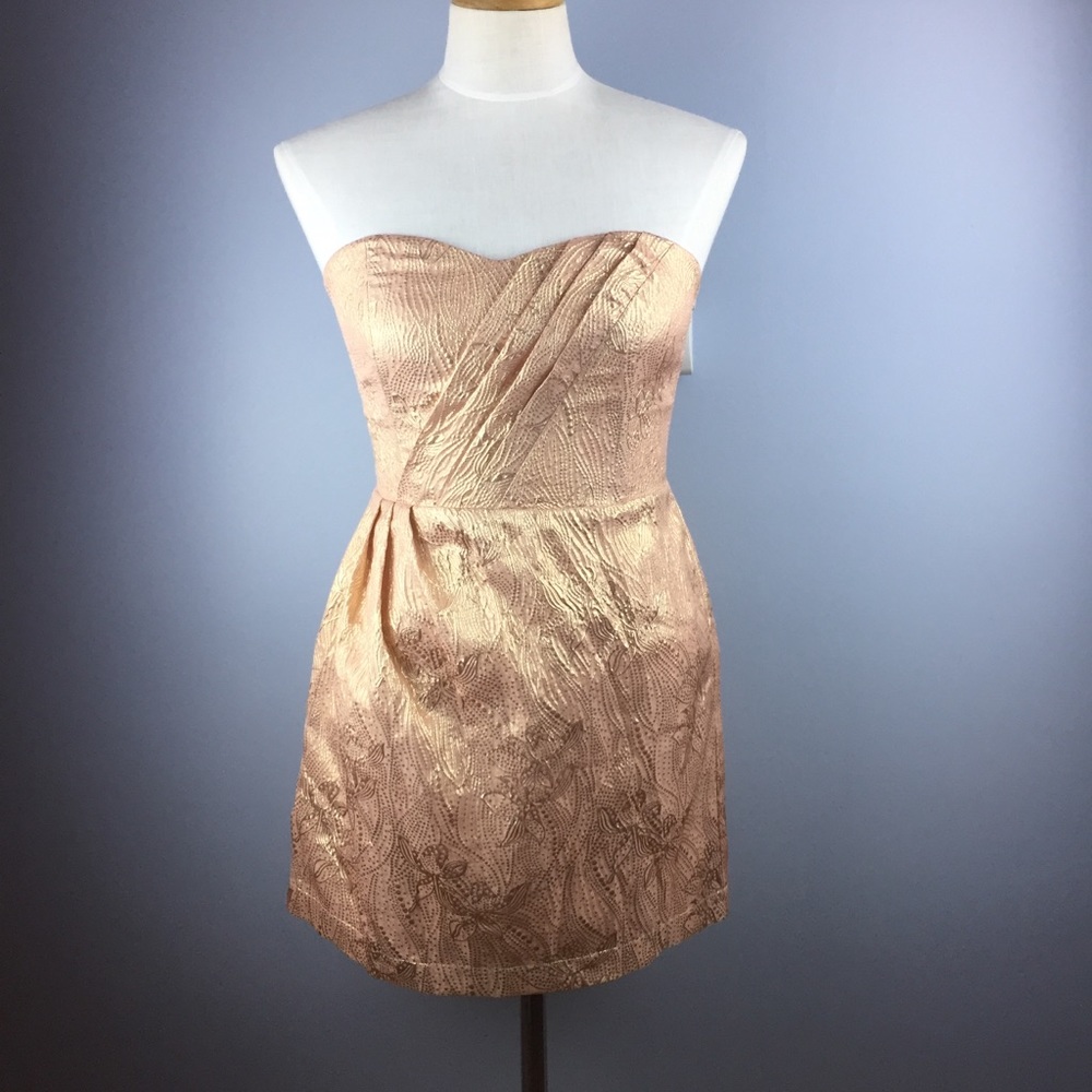 KIMCHI BLUE floral jacquard strapless dress